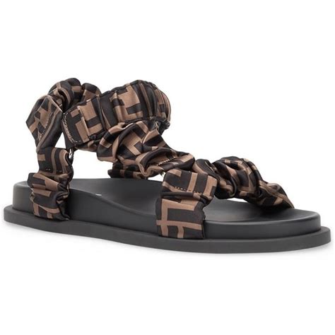 fendi ff monogram satin ruched sandals|Fendi Ff Monogram Satin Ruched Sport Sandals In Tabacco .